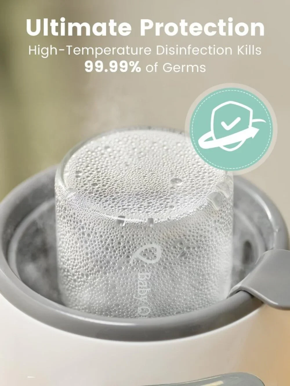 GROWNSY White Baby Bottle Warmer Digital Display 8-in-1 Fast Heating